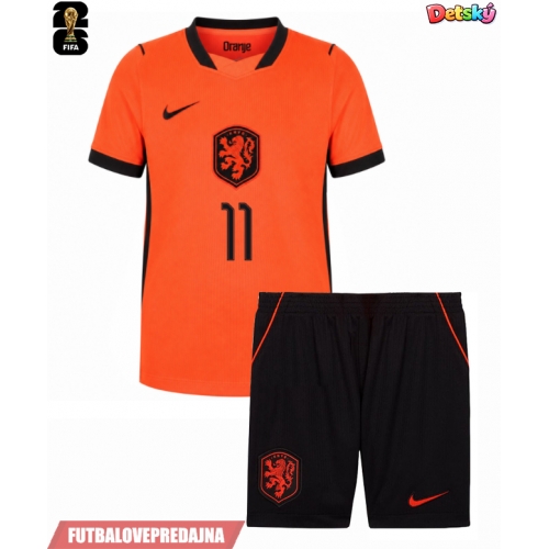 Lacne Dětský Futbalové dres Holandsko Cody Gakpo #11 MS 2026 Krátky Rukáv - Domáci (+ trenírky)